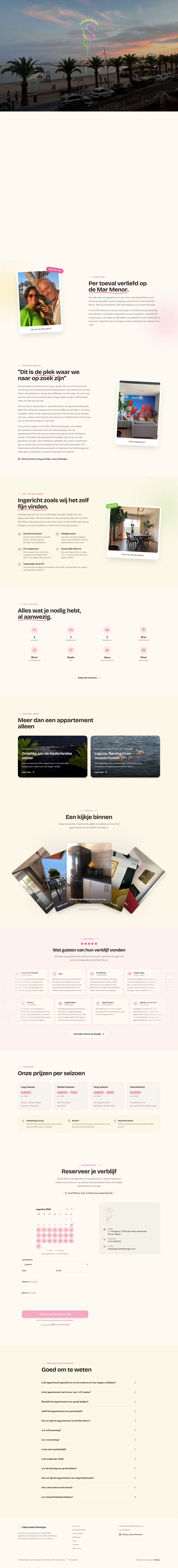 Screenshot van de website van Tulips Meets Flamingos